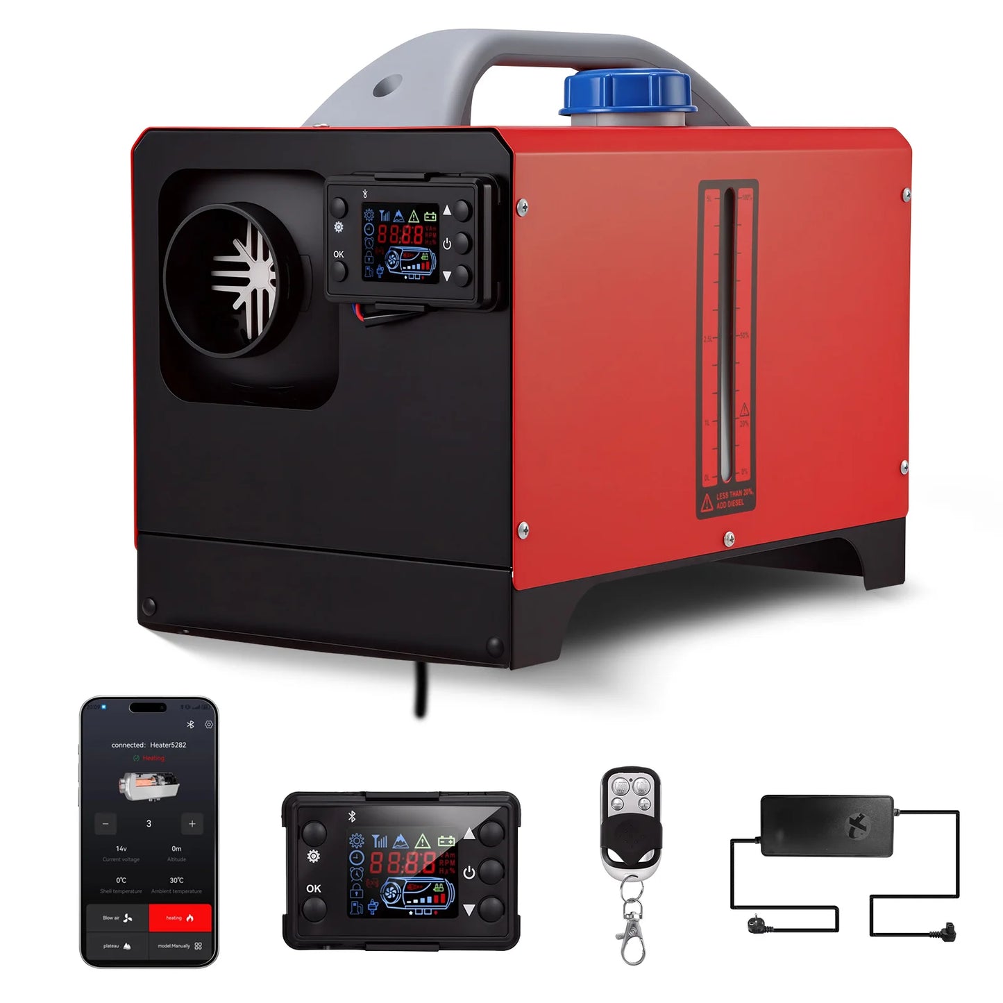 Mudiro 8KW Diesel Heater 12V/24V/240V – Bluetooth, Auto Start-Stop, LCD, High Altitude Mode