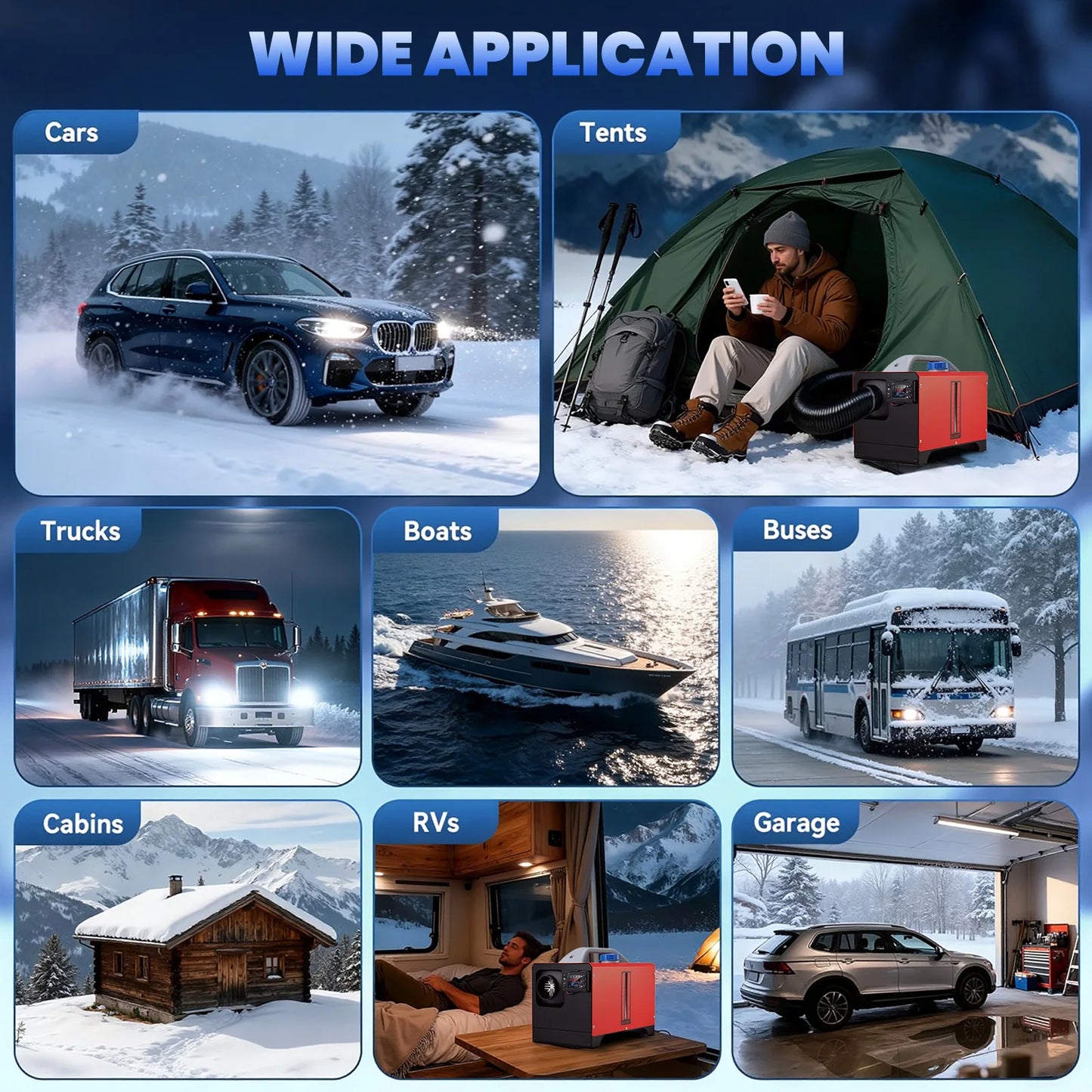 Mudiro 8KW Diesel Heater 12V/24V/240V – Bluetooth, Auto Start-Stop, LCD, High Altitude Mode