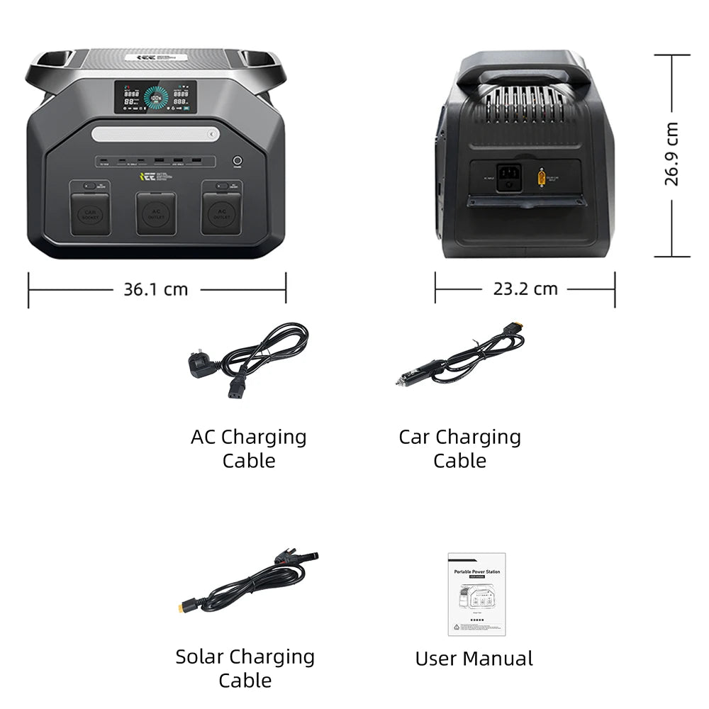 IEE P1800 Portable Power Station 1800W – 1024Wh EV-Grade LiFePO4, 3600W Peak, 11 Ports