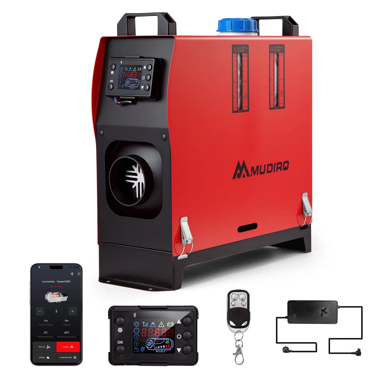 Mudiro 8KW Diesel Heater 12V/24V/240V – Bluetooth, Auto Start-Stop, LCD, High Altitude Mode