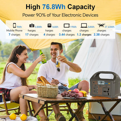 Gaiaray 100W Portable Power Station 220V/110V Power Bank 76.8Wh Solar Power Generator LiFePO4 Outdoor Energy For Camping Travel