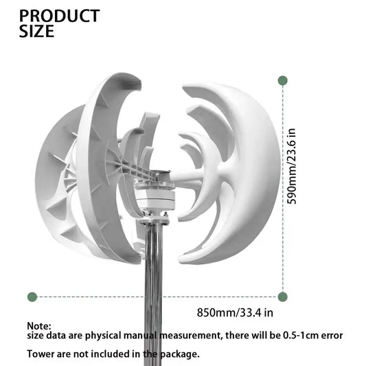 Vertical Wind Turbine Generator 3000W/5000W – 12V/24V/48V, MPPT Controller, for Home & Farm