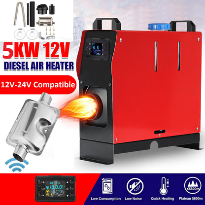 ZUIDID 5KW Diesel Air Heater All-in-One – 12V/24V, LCD & Remote, for RV, Truck, Boat & Camper