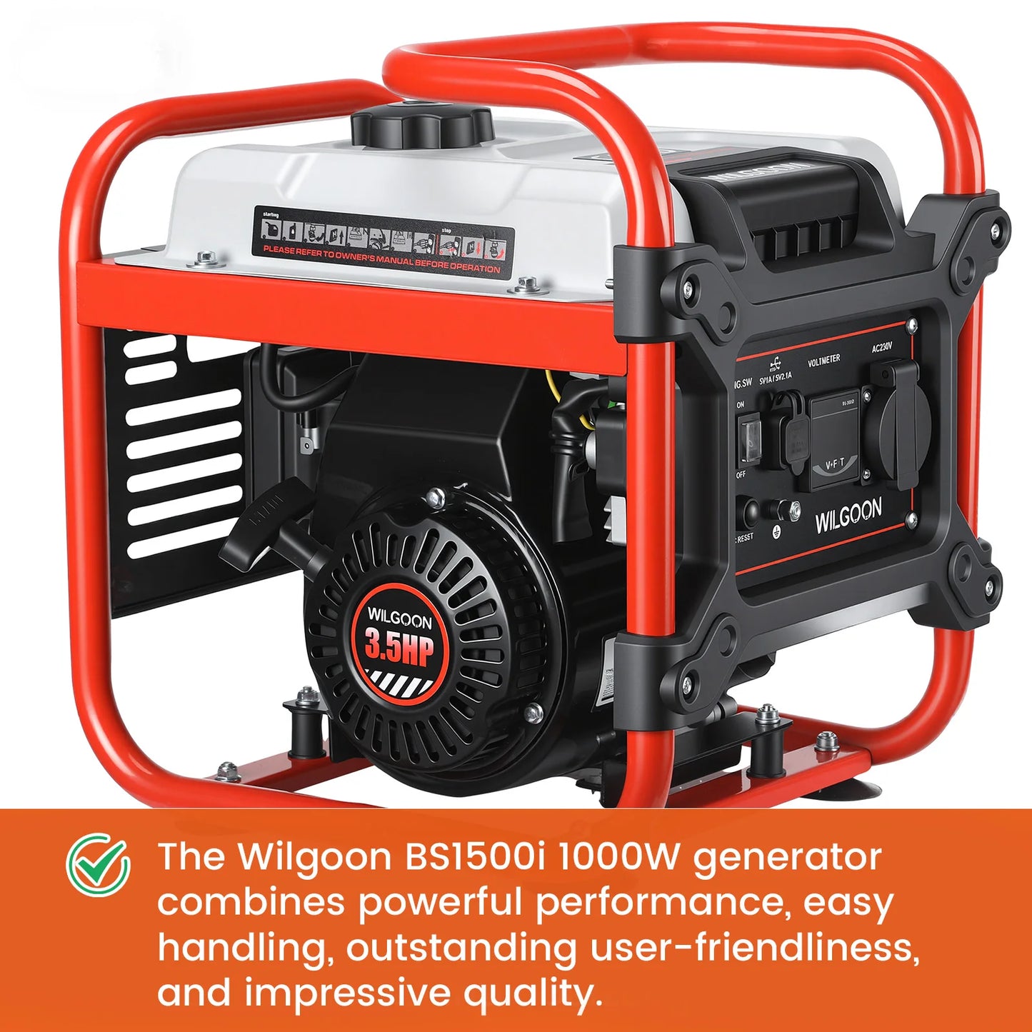 Bison Wilgoon Four-stroke air-cooled Variable frequency Gasoline generator for camping motorhomes 1000W 105cc displacement 96db