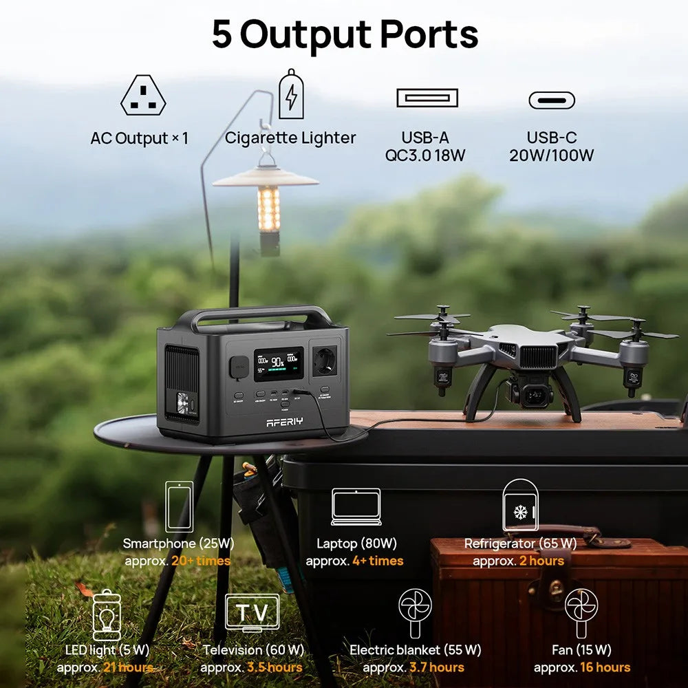 AFERIY P040 Portable Power Station 400W – 256Wh LiFePO4, Solar Generator for Home & Camping