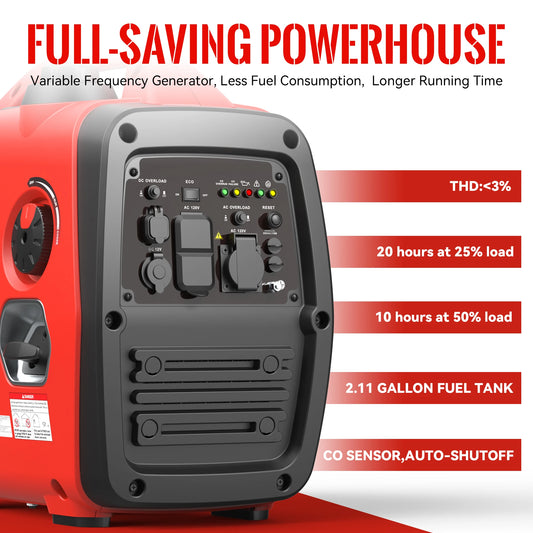 SIOKIUU 4500W Inverter Generator – Ultra Quiet, CO Safety Sensor, 17hr Runtime