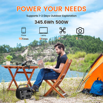 CTOLITY AP400 Portable Power Station 500W – 345Wh LiFePO4, 110V/220V, Solar Ready