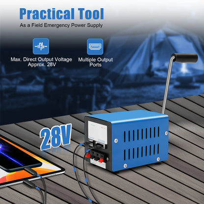 Hand Crank Generator 20W Portable Emergency Power Bank with 5V USB Output for Outdoor Survival Camping Travel Phone Charger