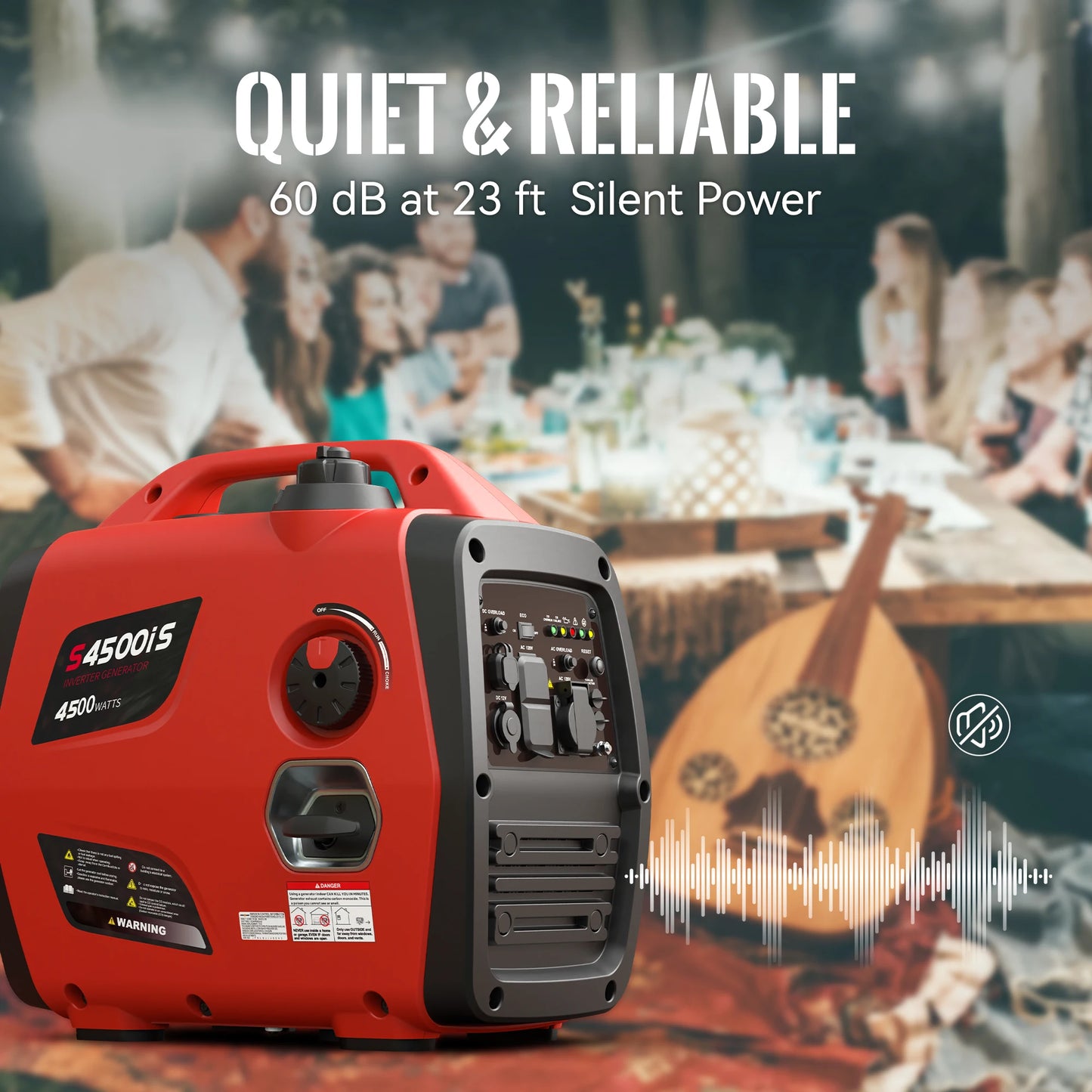 SIOKIUU 4500W Inverter Generator – Ultra Quiet, CO Safety Sensor, 17hr Runtime