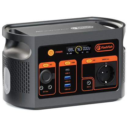 FF FlashFish E103 Portable Power Station 300W 179.2Wh LiFePO4 Battery Quick Charge 1.6H for Solar Panel AC DC Outdoor Power RV
