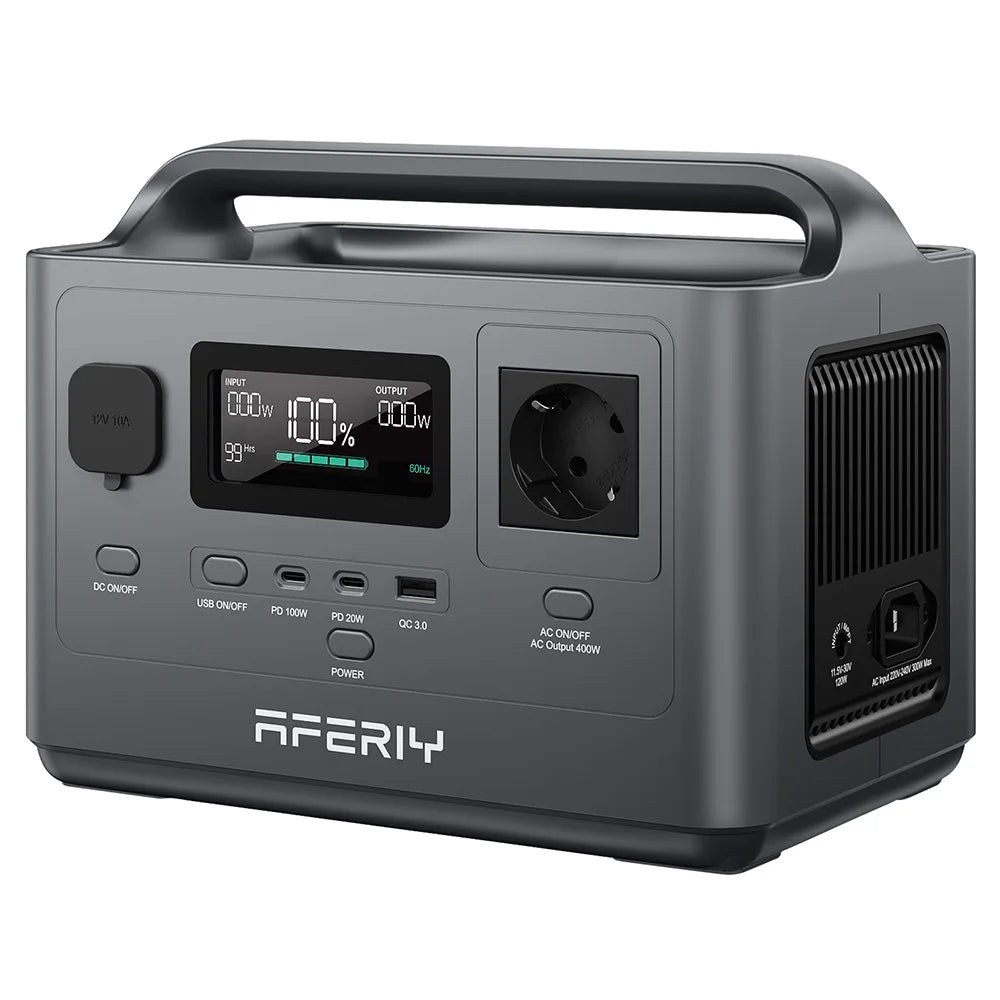 AFERIY P040 Portable Power Station 400W – 256Wh LiFePO4, Solar Generator for Home & Camping