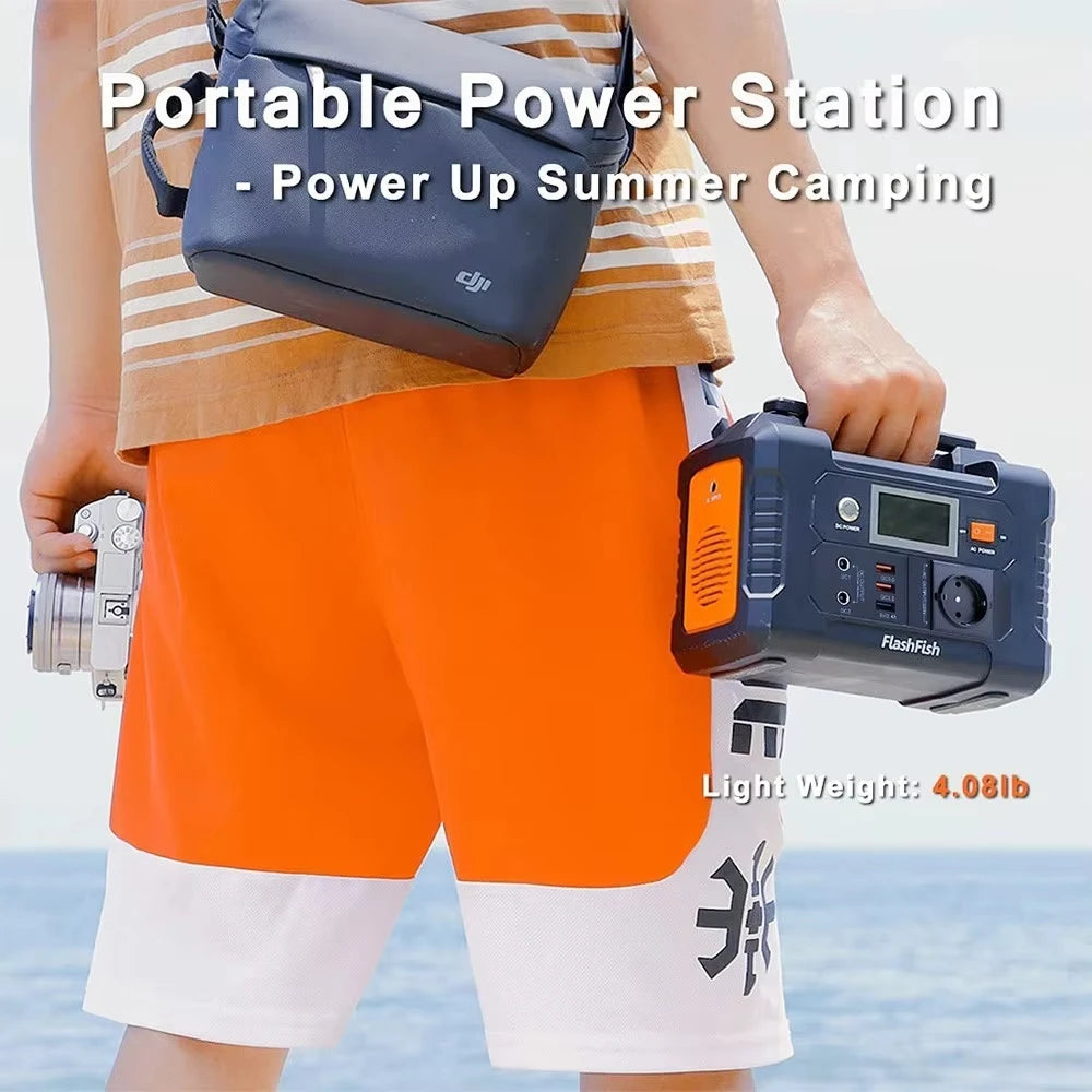 Flashfish E200 Portable Power Station 200W 151Wh LiFePO4 Battery Outdoor travel Vehicle usage Home Portable Carry Power Supply